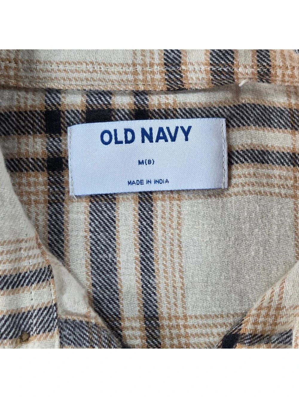 Old Navy Boy's Beige,Tan,Grey Plaid Cotton ButtonUp Long Sleeve Shirt M(8)